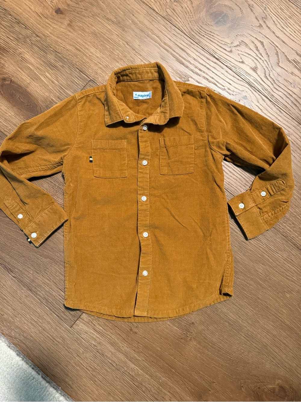 Mayoral Boys' Corduroy Button-Down Shirt in Mustard Brown